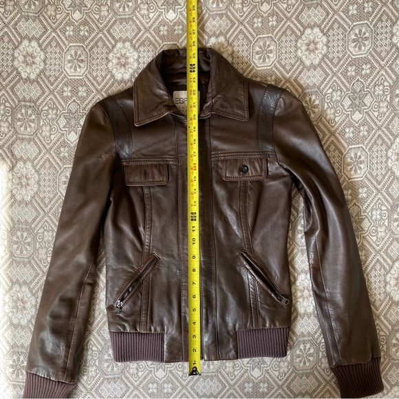Esprit Brown Genuine Leather Moto Jacket (Size 2) - Picture 4 of 6